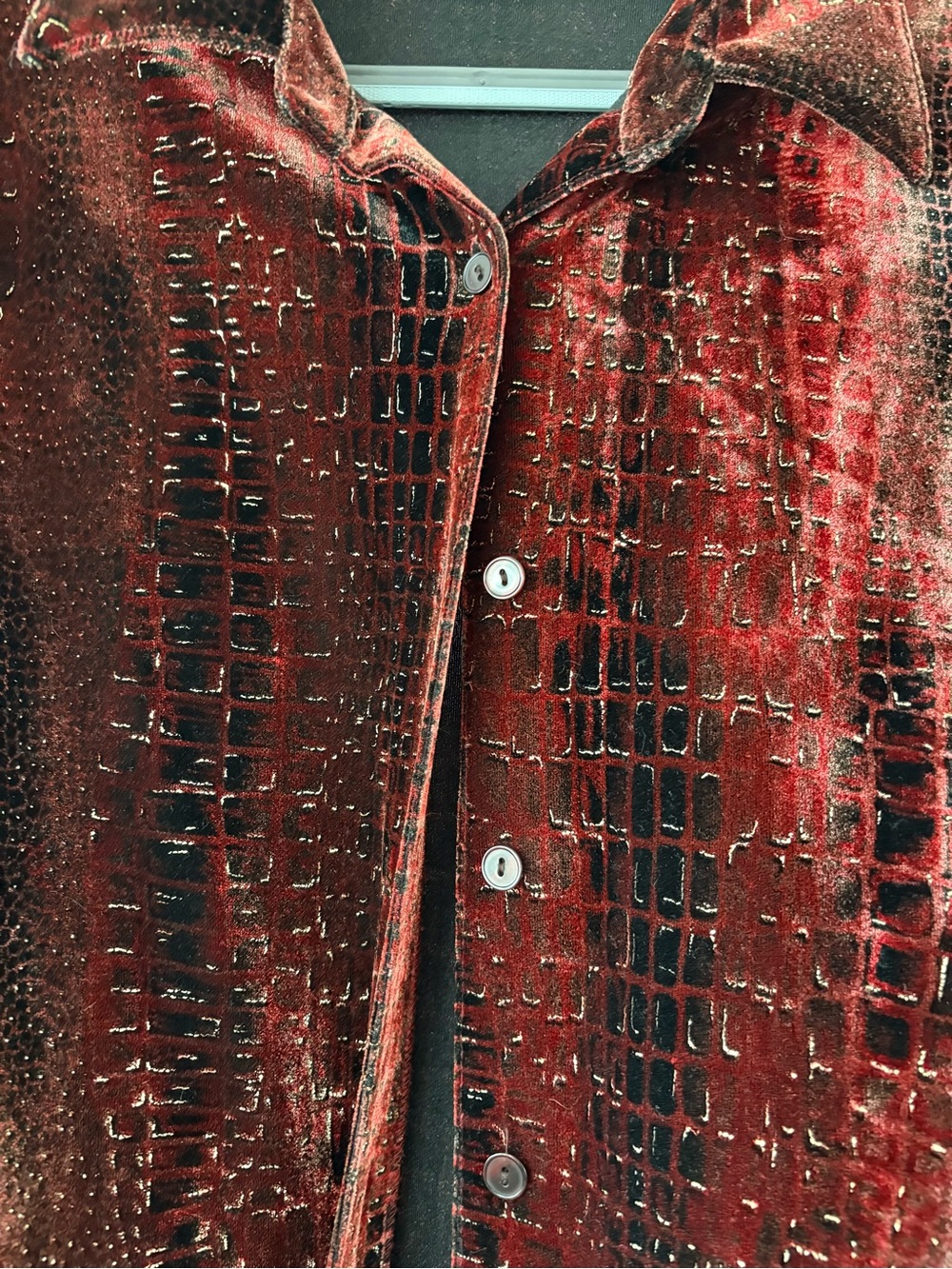 Addition-Elle Burgundy Embossed Velvet Longline Shirt | Size 14 - Picture 7 of 9